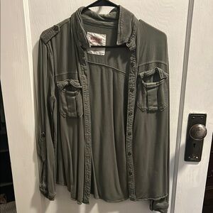 Mossimo Olive Green Button-Up Shirt